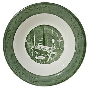 Colonial Homestead Serving Bowl 10" green by Royal USA colonial revival 1970s